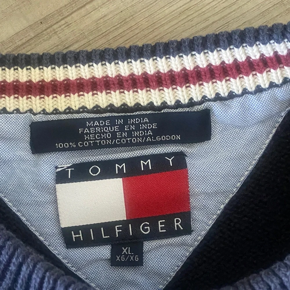 Tommy Hilfiger Navy Crewneck Sweater with Flag Detail